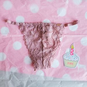 💕PINK Victoria's Secret v string panties rose color small